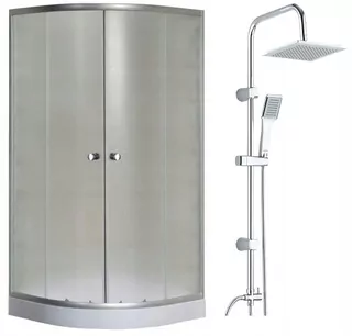 Sprchová kabína Invena Vitoria dvojité dvere, posuvné 90 x 90 cm + Kuchinox Hiro nadsadený sprchový set